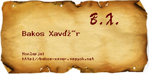 Bakos Xavér névjegykártya